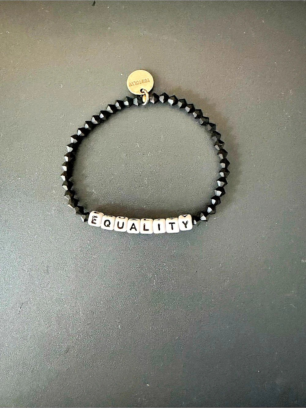 Little words project- “equality” Beaded Bracelet in Black & White Like New